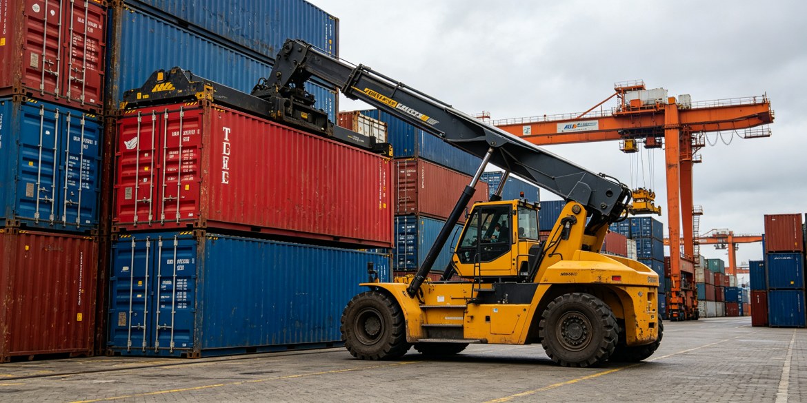 Port à conteneurs avec reach stacker LiuGong